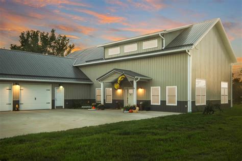 big metal barn with house quarters on one end|1500 sq ft metal building.